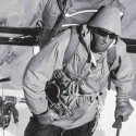 arts_film1 Hans Gmoser, with skis, ice axe and camera leads his group up Mount McKinley in 1963. - Photo courtesy of Whyte Museum of the Canadian Rockies