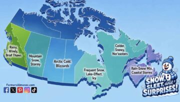 Farmers’ Almanac Forecasts Mountain Snow Across Western Canada